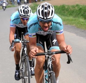 Tom Boonen leads an ecape in the 2012 Paris-Roubaix