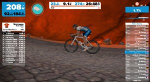 Training on the Zwift Island Volcano Expansion loop